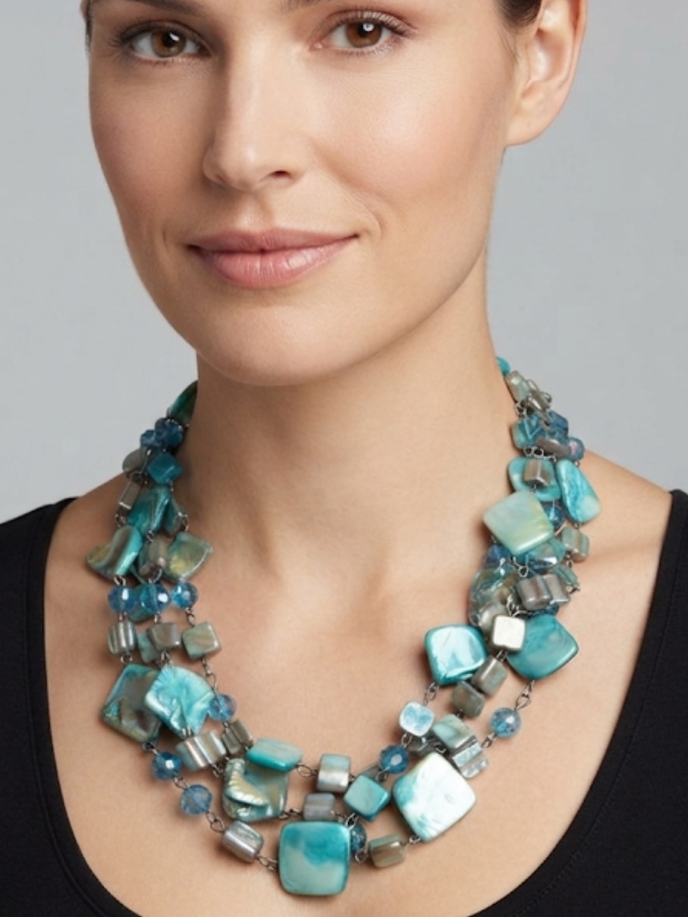 Dress Barn Turquoise and Aqua Multi-Strand Shell Necklace